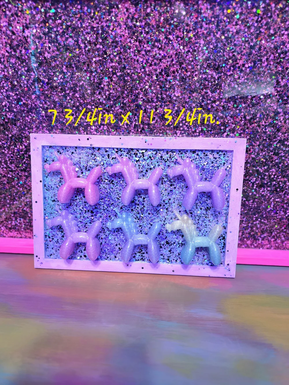 Glitter Balloon Unicorn Wall Art - Pastel Rainbow